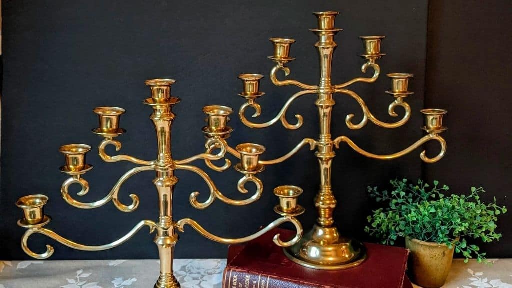 Vintage Gold 7-Arm Candelabra Pair