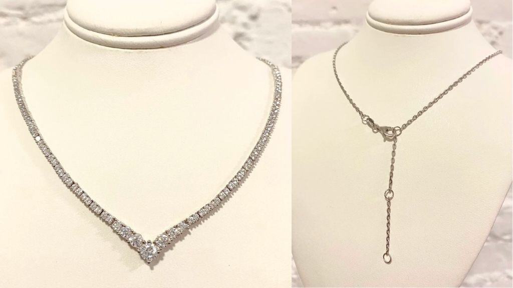 V Shape Gold-Plated Tennis Necklace