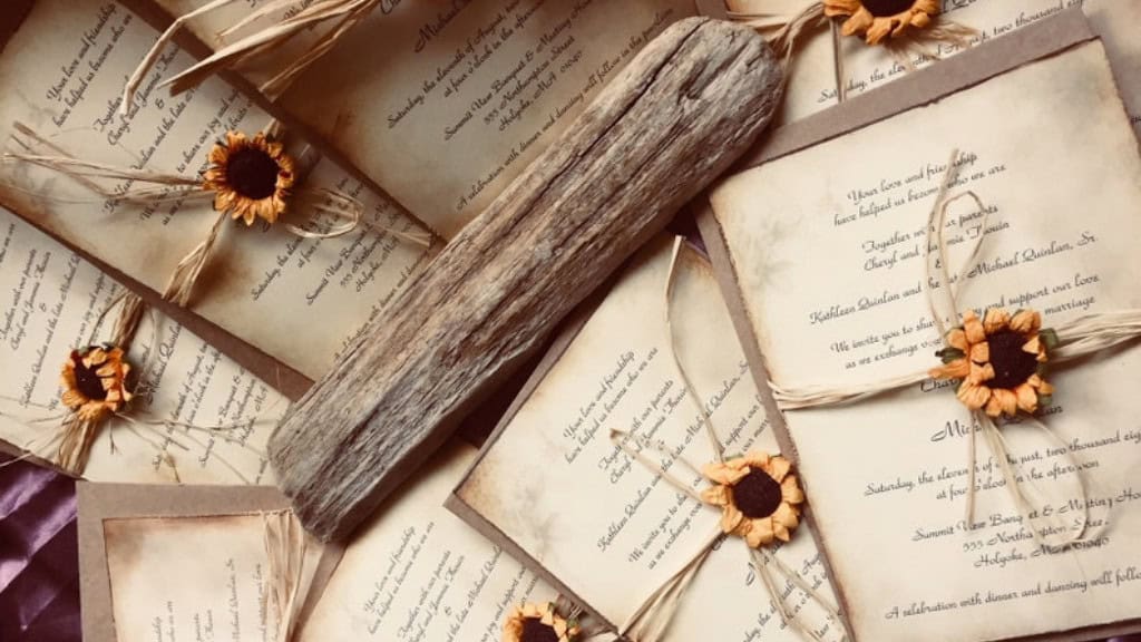 Country Rustic Sunflower Wedding Invitation