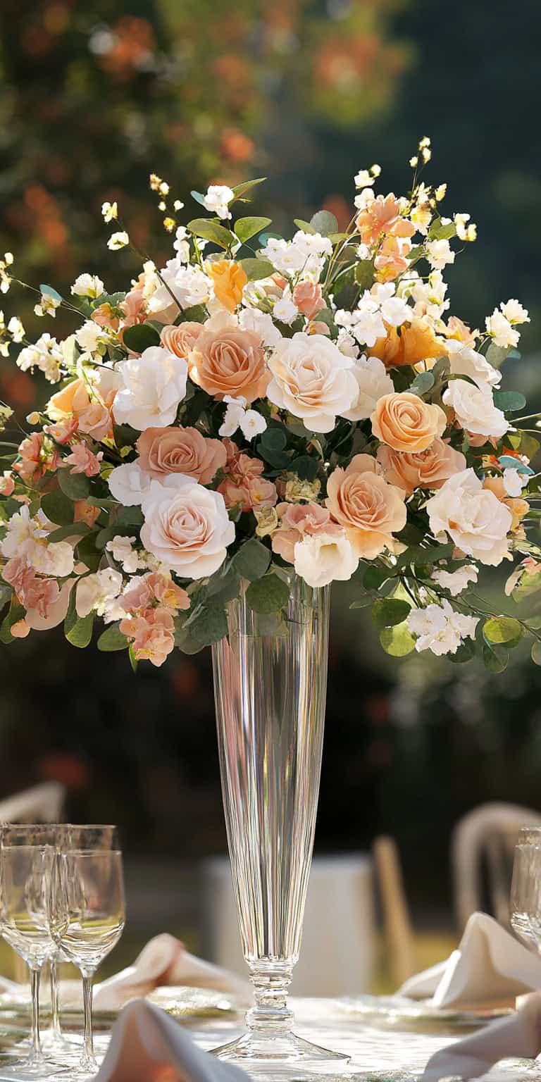 Artificial Flowers and Acrylic Vase 1