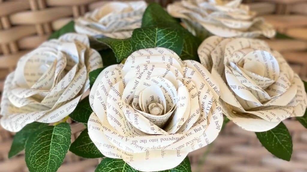 Handmade Book Page Flower Centerpiece