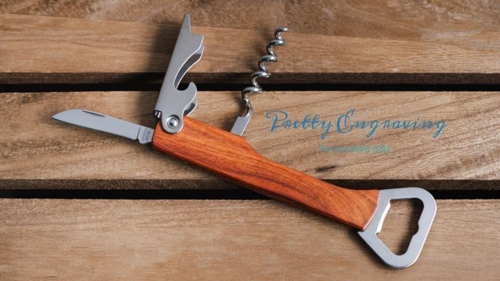 Engraved Wood Handle Corkscrew Opener