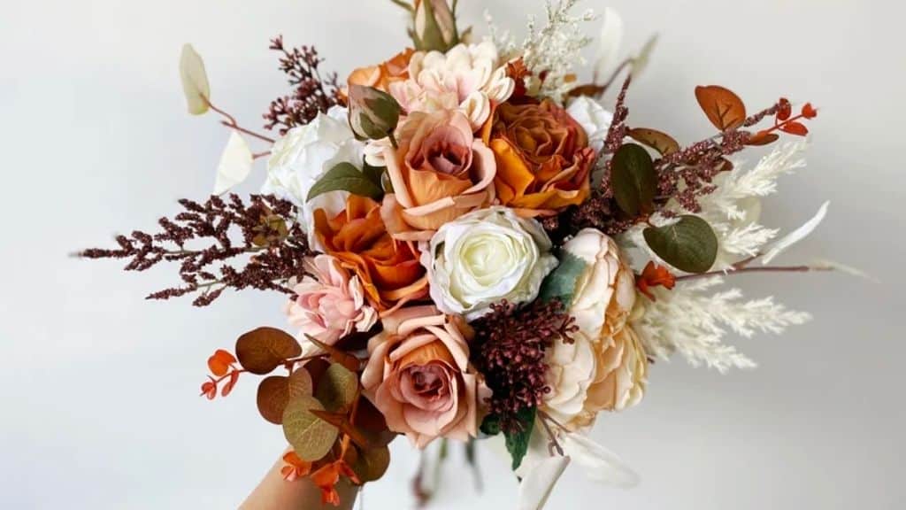 Burnt Orange & Ivory Silk Fall Bouquet