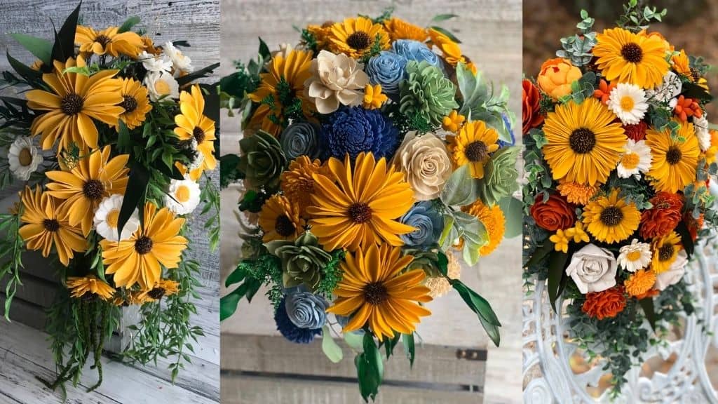 Cascading Sunflower Sola Wood Bouquet