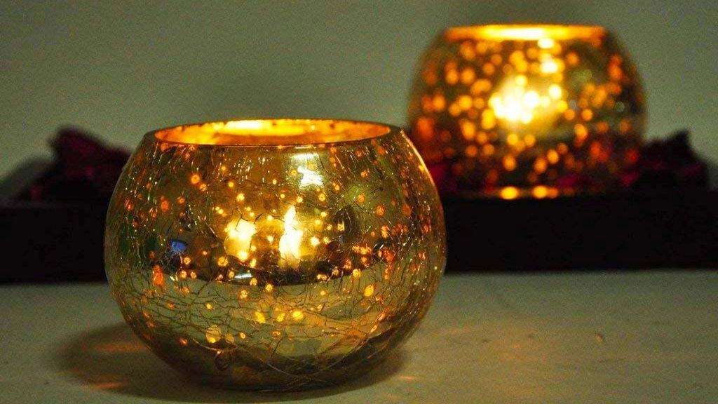 Cracked Glass Bowl Candelabra