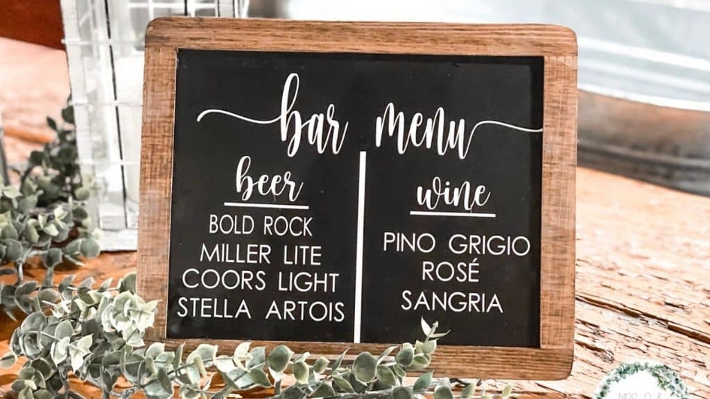 Custom 8x10 Wedding Bar Chalkboard Sign