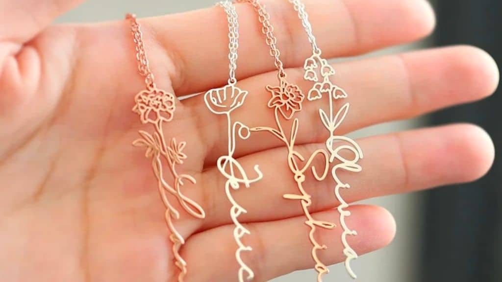 Personalized Flower Name Necklace