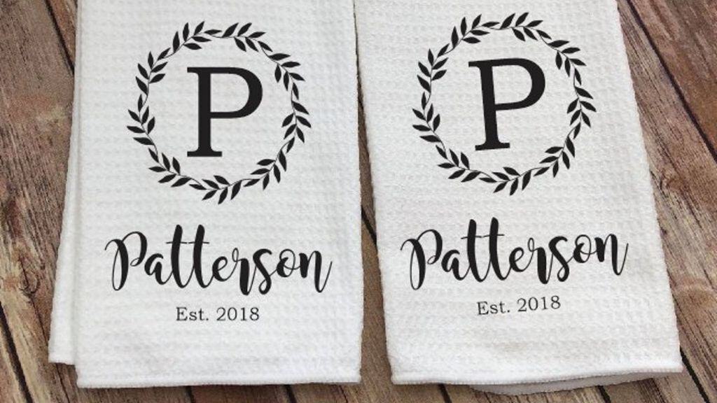 Personalized Family Waffle Weave Dish Towel
