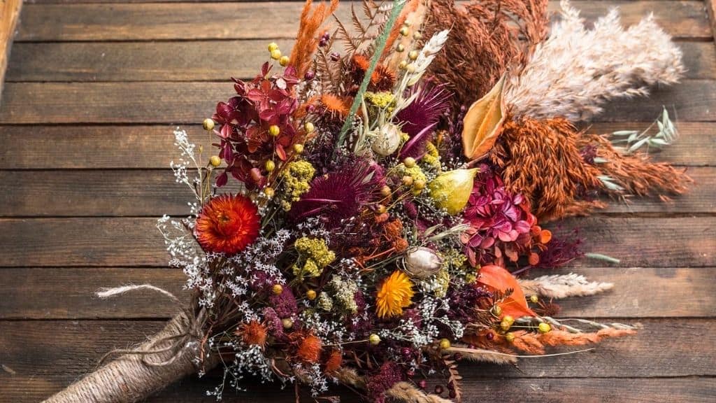 Dried Autumn Thistle Wedding Bouquet