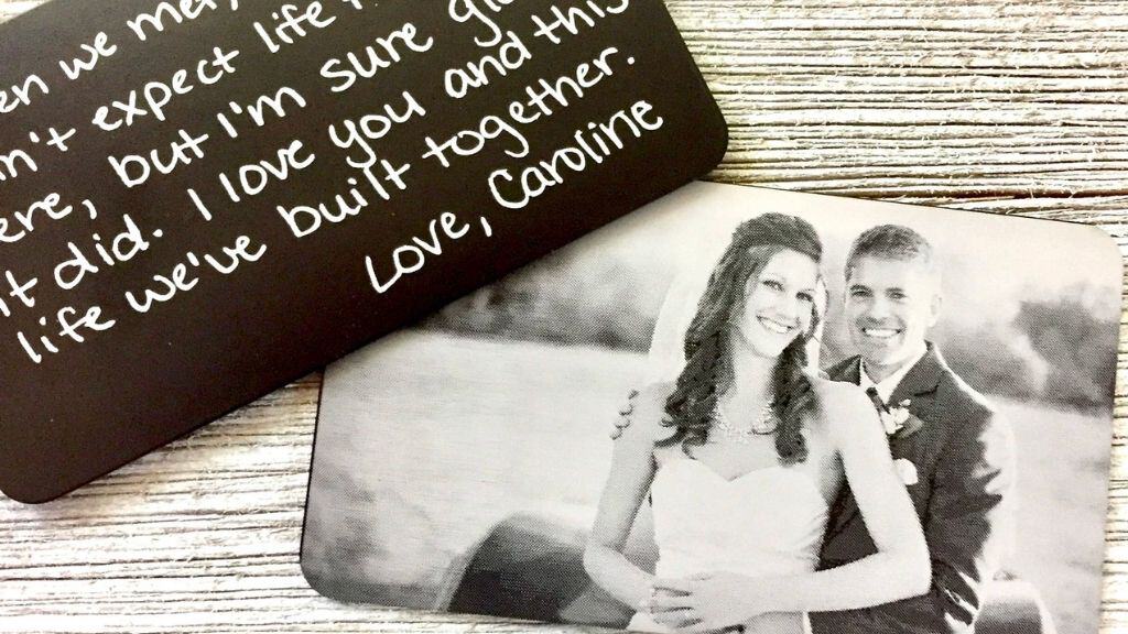 Engraved Aluminum Handwriting Wallet Card