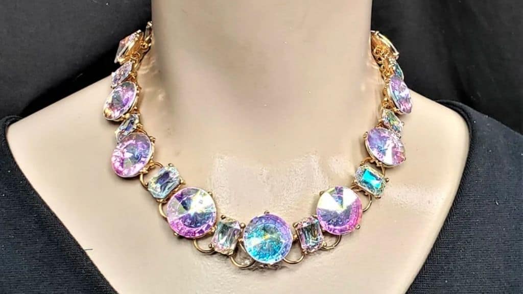 Aurora Borealis Iridescent Rhinestone Necklace