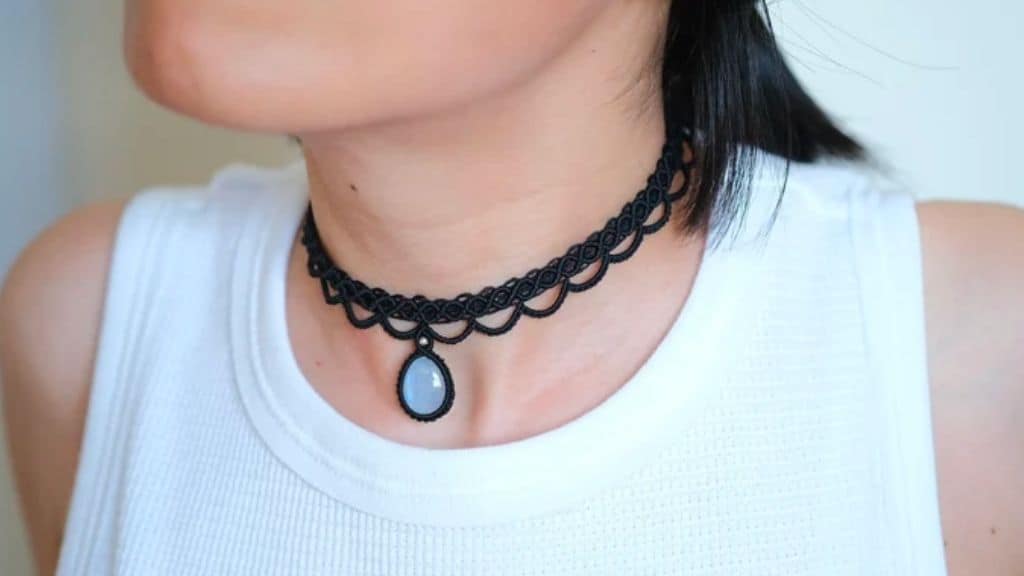 Moonstone Macrame Choker Necklace