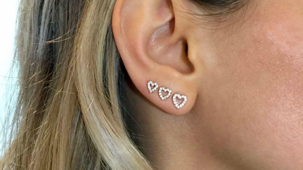 Heart CZ Stud Earrings in Sterling Silver