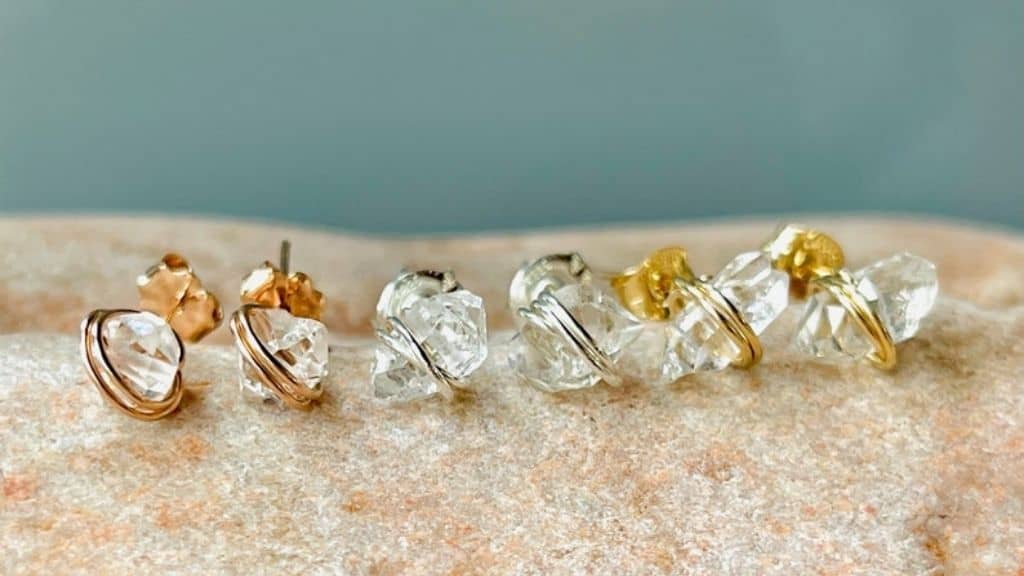 Herkimer Diamond Crystal Point Earrings