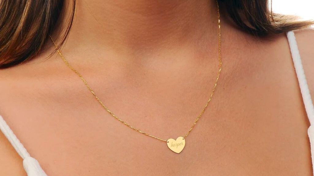 14K Solid Gold Personalized Heart Necklace