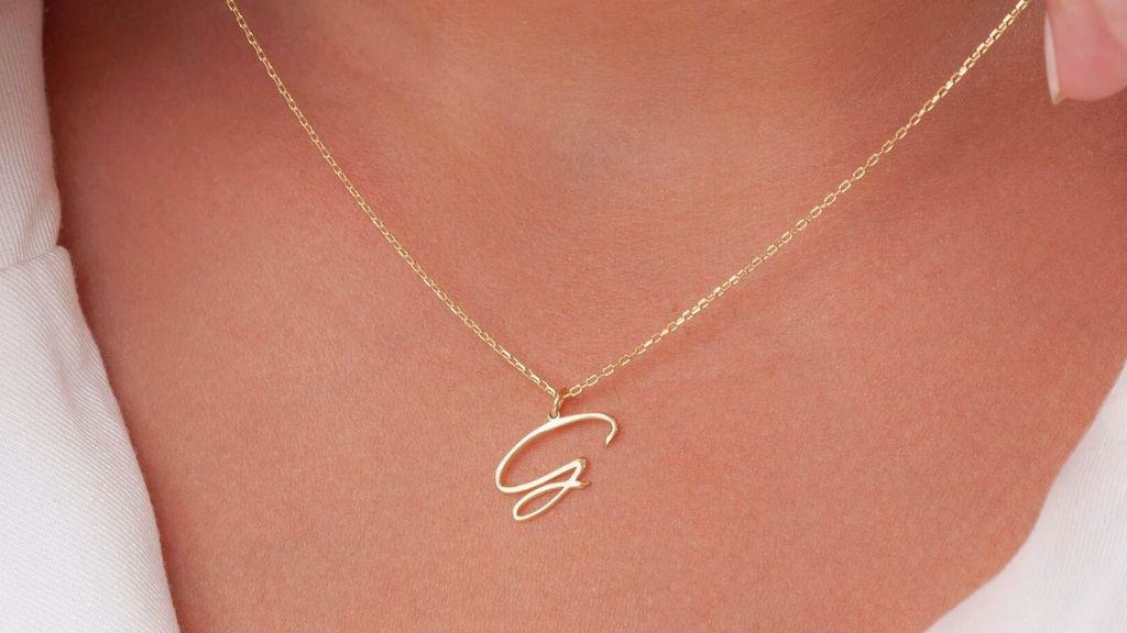 14k Solid Gold Personalized Letter Necklace