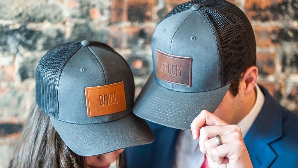 Leather Patch Trucker Style Wedding Hats
