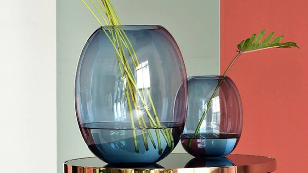 Light Blue Gradient Handmade Glass Vase Set