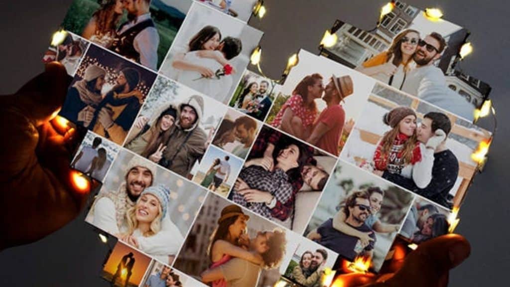 Wood Photo Collage Wall Lamp