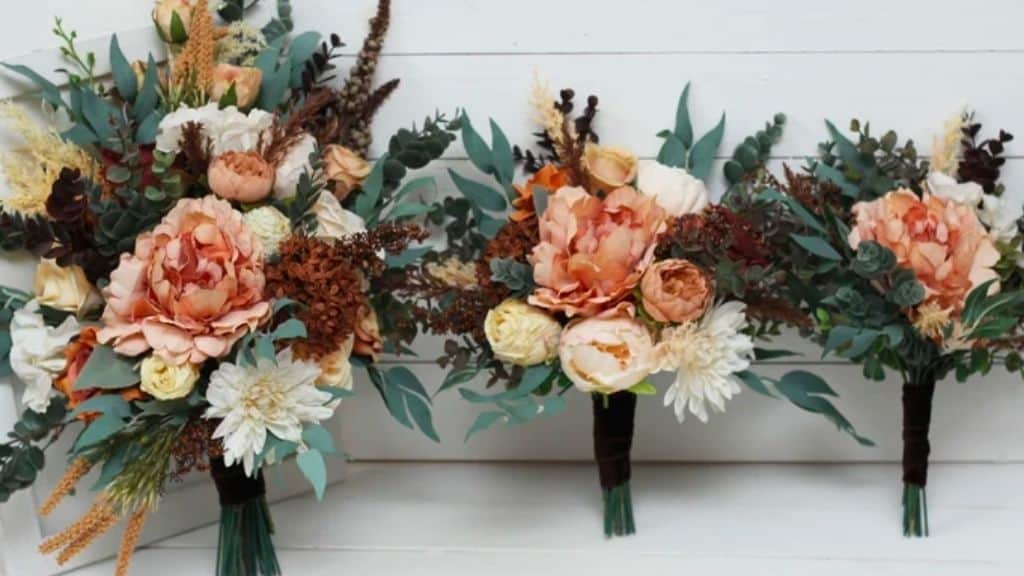 Orange Rust Cinnamon Peach Bridal Bouquet