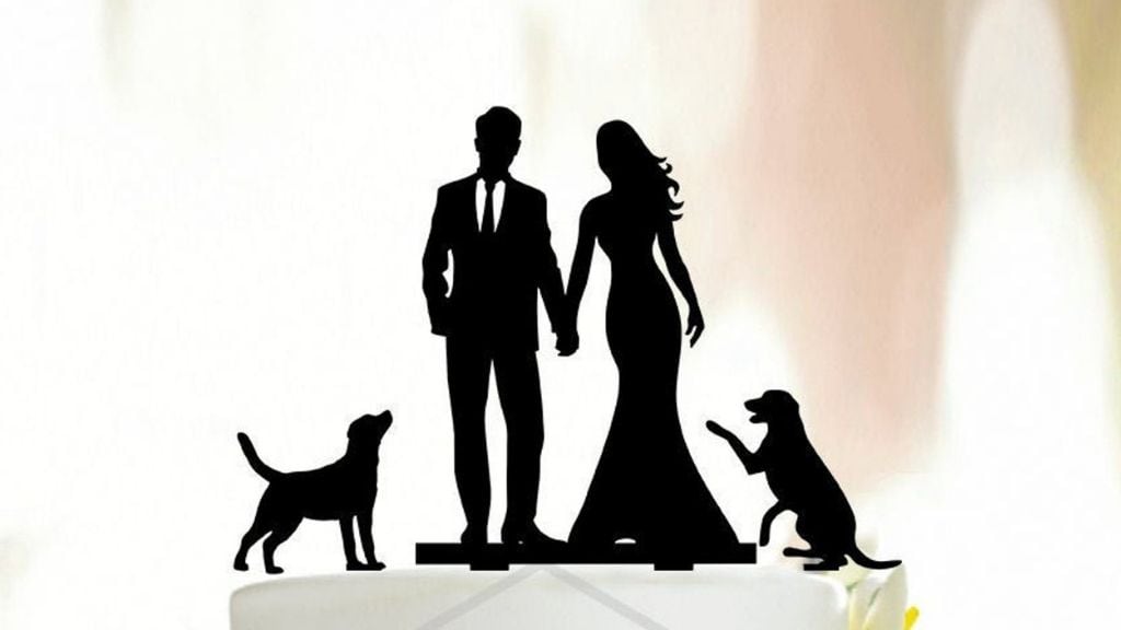 Wedding Cake Topper with Two Dogs