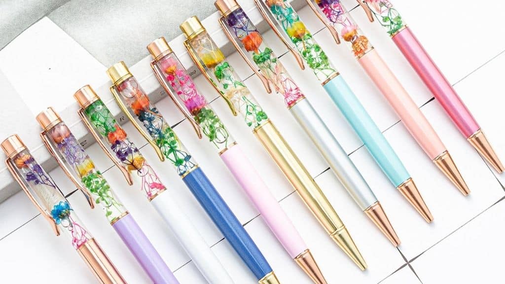 Floral Liquid Black Ballpoint Pen
