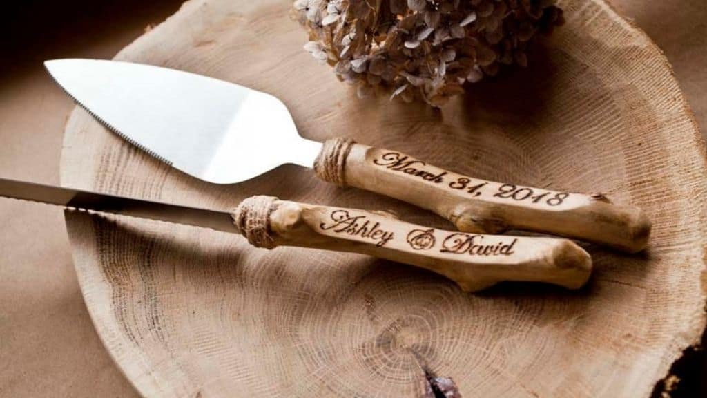 Personalized Rustic Driftwood Cake Server Set