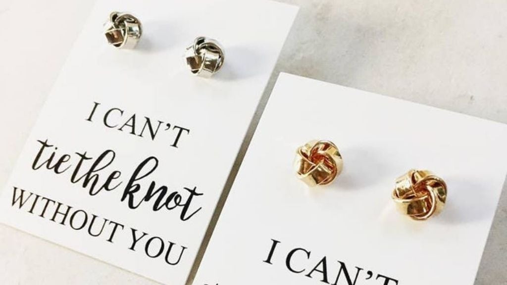 Personalized Tie the Knot Bridesmaid Earrings