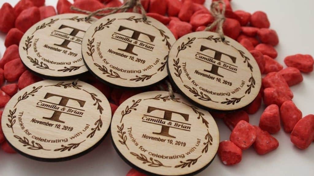 Wood Rustic Wedding Favor Ornaments