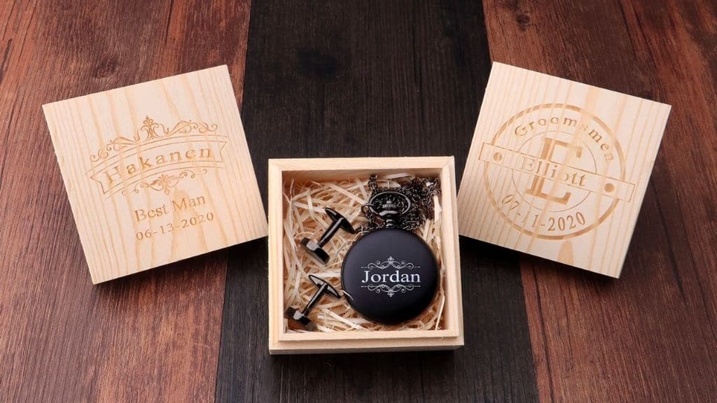 Personalized Groomsmen Pocket Watch & Cufflinks Set