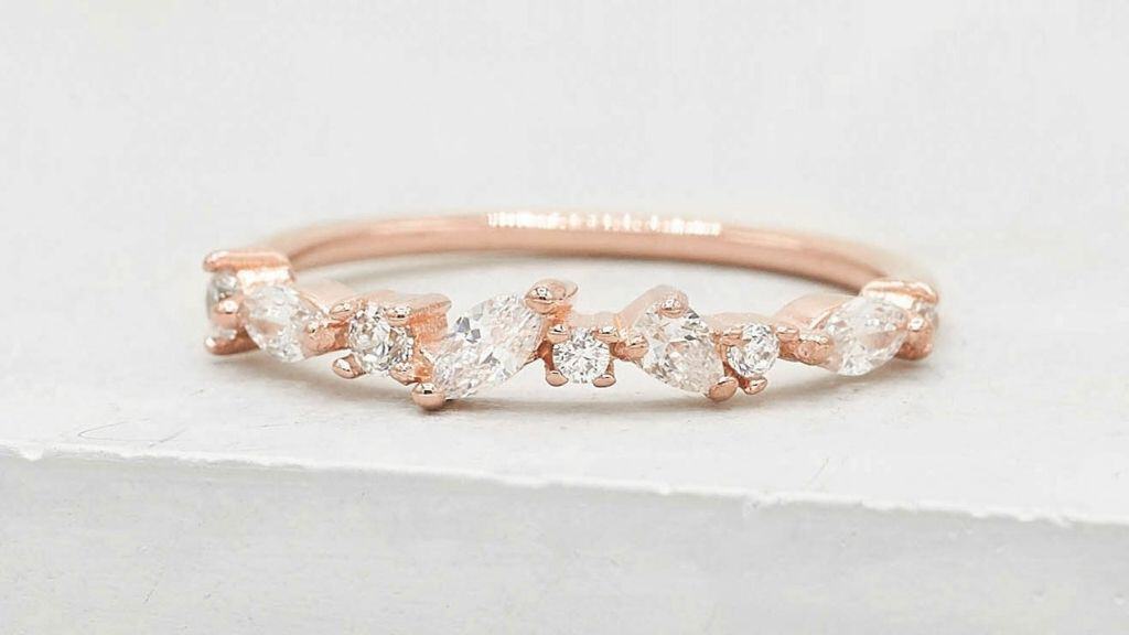 Rose Gold Cluster CZ Stone Stacking Ring