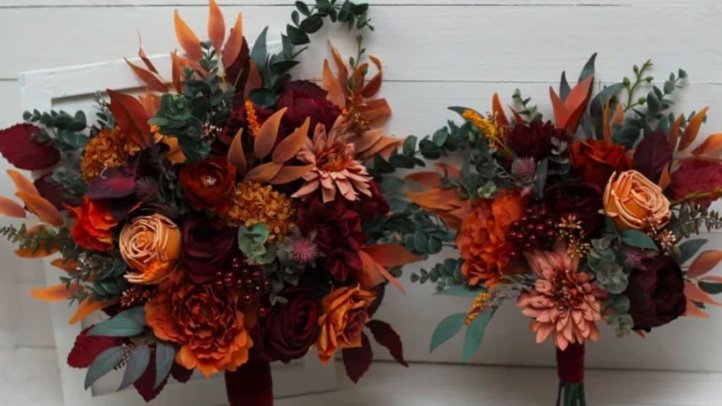 Rusty Colored Artificial Bridal Bouquet