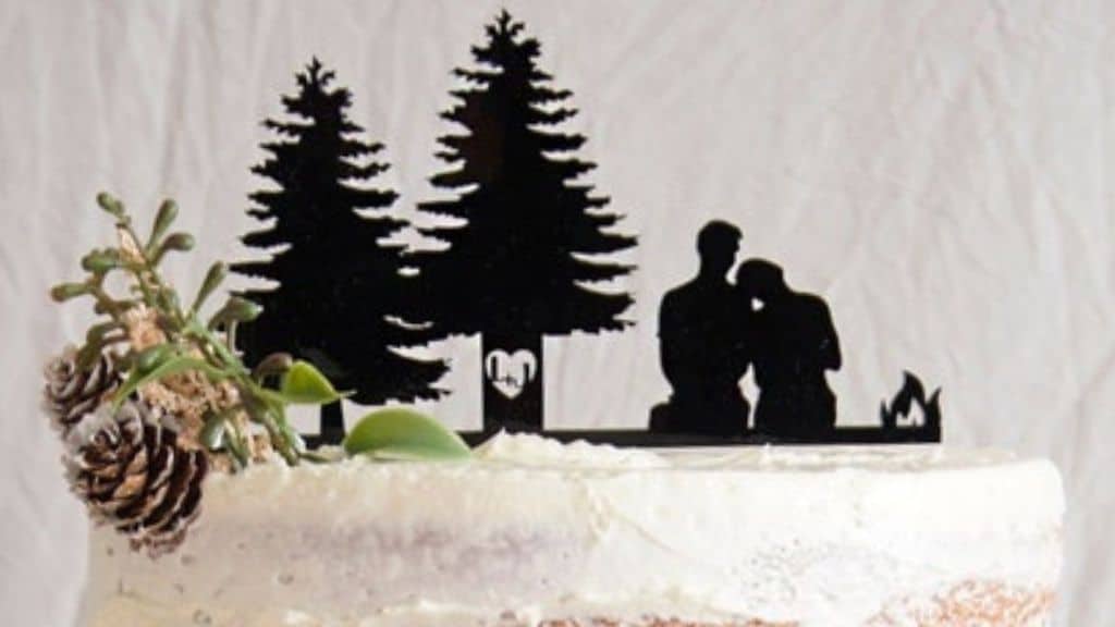 Rustic Silhouette Acrylic Wedding Cake Topper
