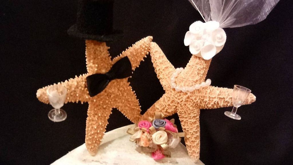 Nautical Wedding Cake Topper with Starfish