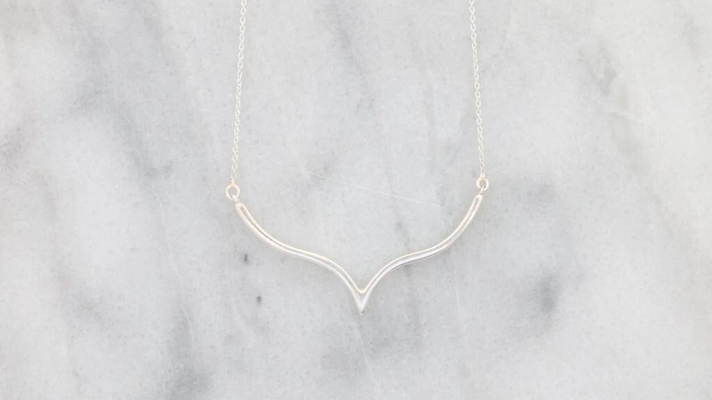 Simple Silver Curved Chevron Necklace