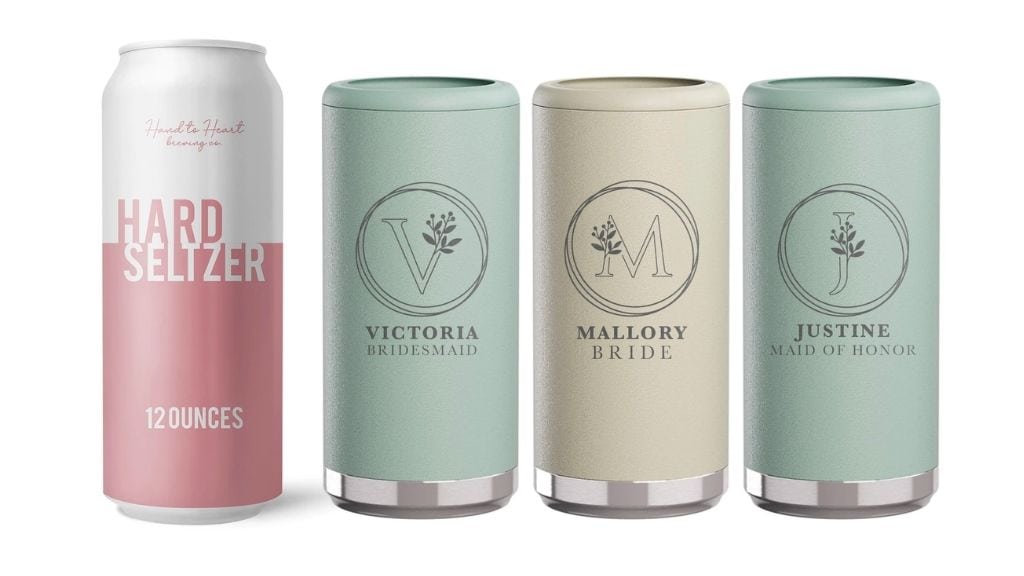 Floral Bridal Party Engraved Can Cooler