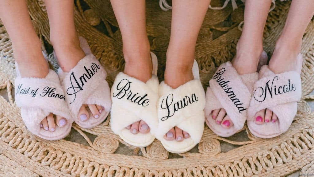 Bride Bridesmaid Personalized Fluffy Slippers