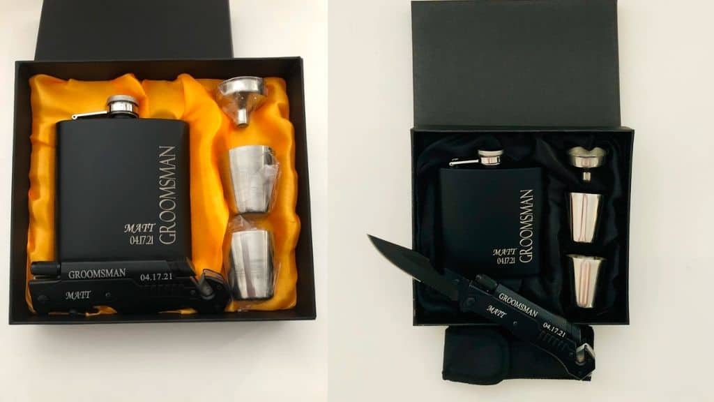Flask Set with Tactical Knife