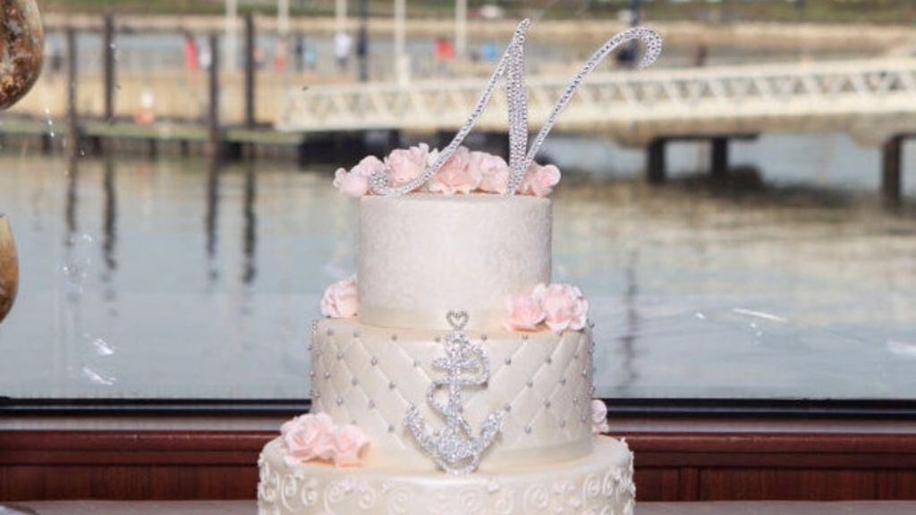 Swarovski Crystal Anchor Wedding Cake Topper
