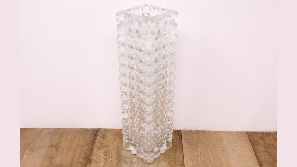 Vintage Tall Square Heavy Crystal Vase