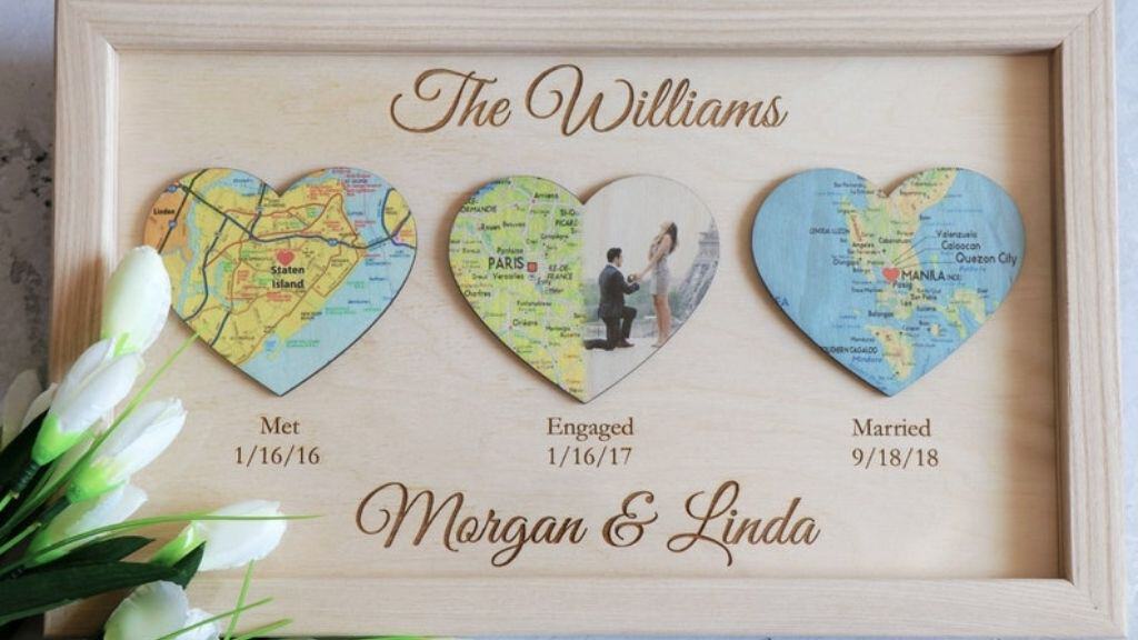 3D Heart Map Print on Wood
