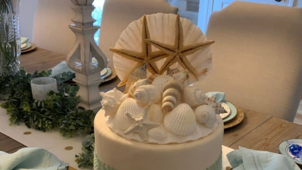 Shell Beach Wedding Cake Topper