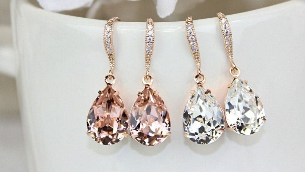 Rose Gold Swarovski Teardrop Earrings