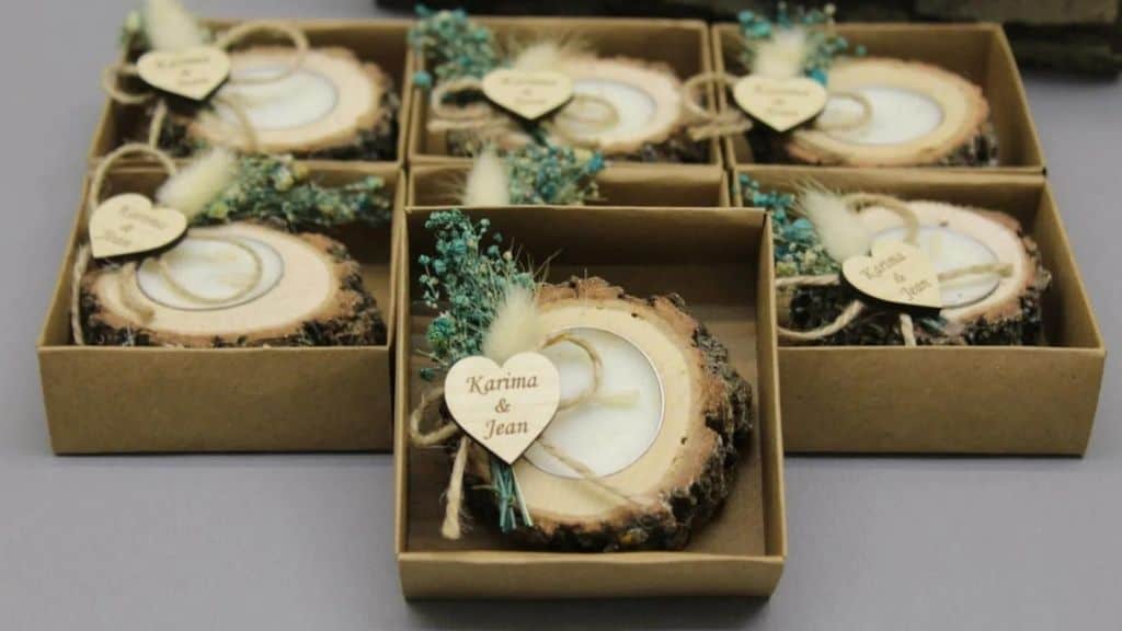 Wooden Candle Holders with Dried Flowers - 50 PCS