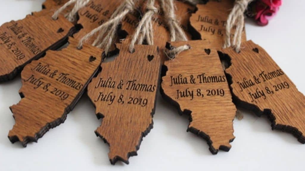 Wooden Map Tags Wedding Favors