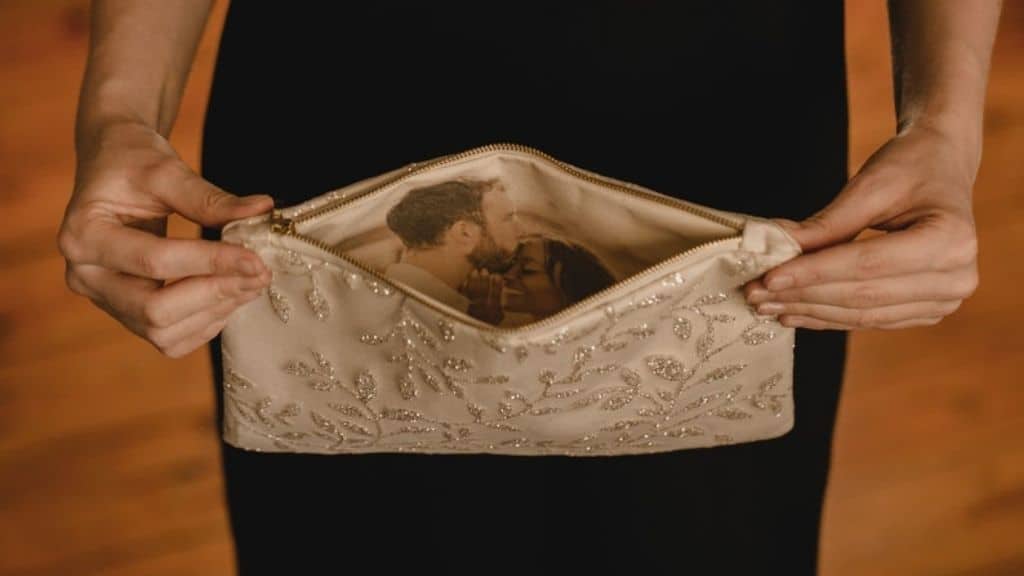 Photo Lining Bridal Wedding Clutch