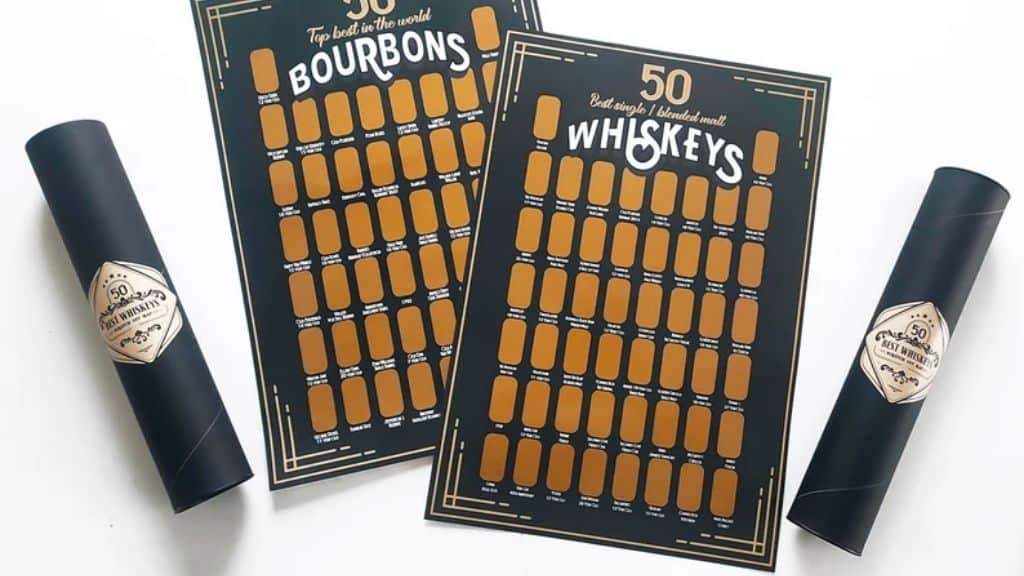 50 Best Bourbons Whiskey Scratch Off Poster