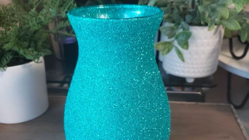Teal Glitter Decorative Vase