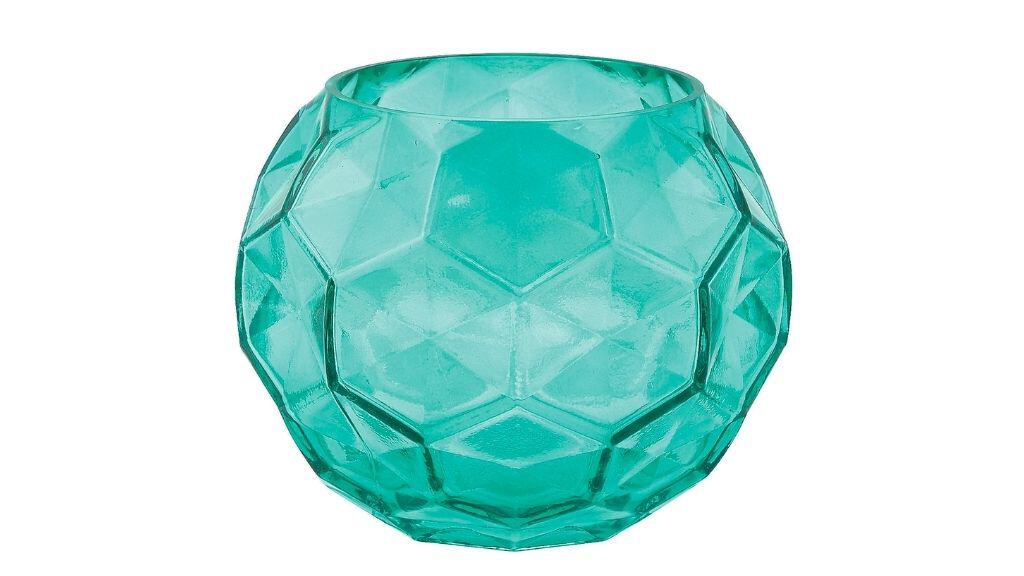 Teal Green Hand-Blown Glass Vase