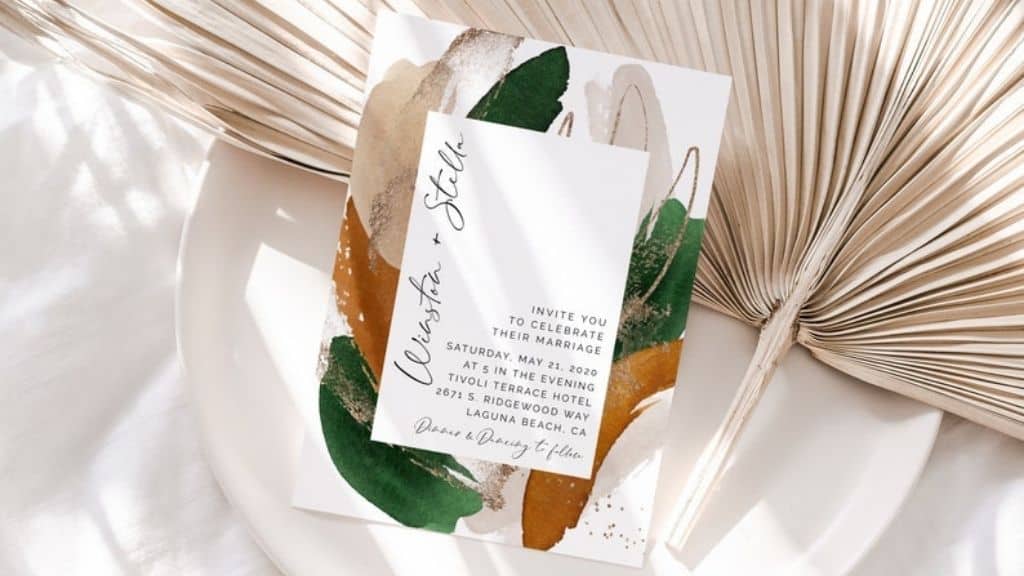 Emerald Green Abstract Modern Wedding Invite